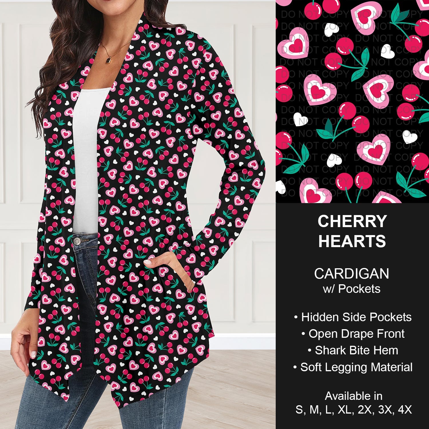 B263 - Preorder Cherry Hearts Cardigan w/ Pockets (Closes 11/30. ETA: late Jan.)