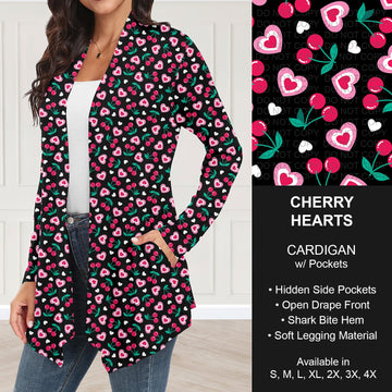 B263 - Preorder Cherry Hearts Cardigan w/ Pockets (Closes 11/30. ETA: late Jan.)
