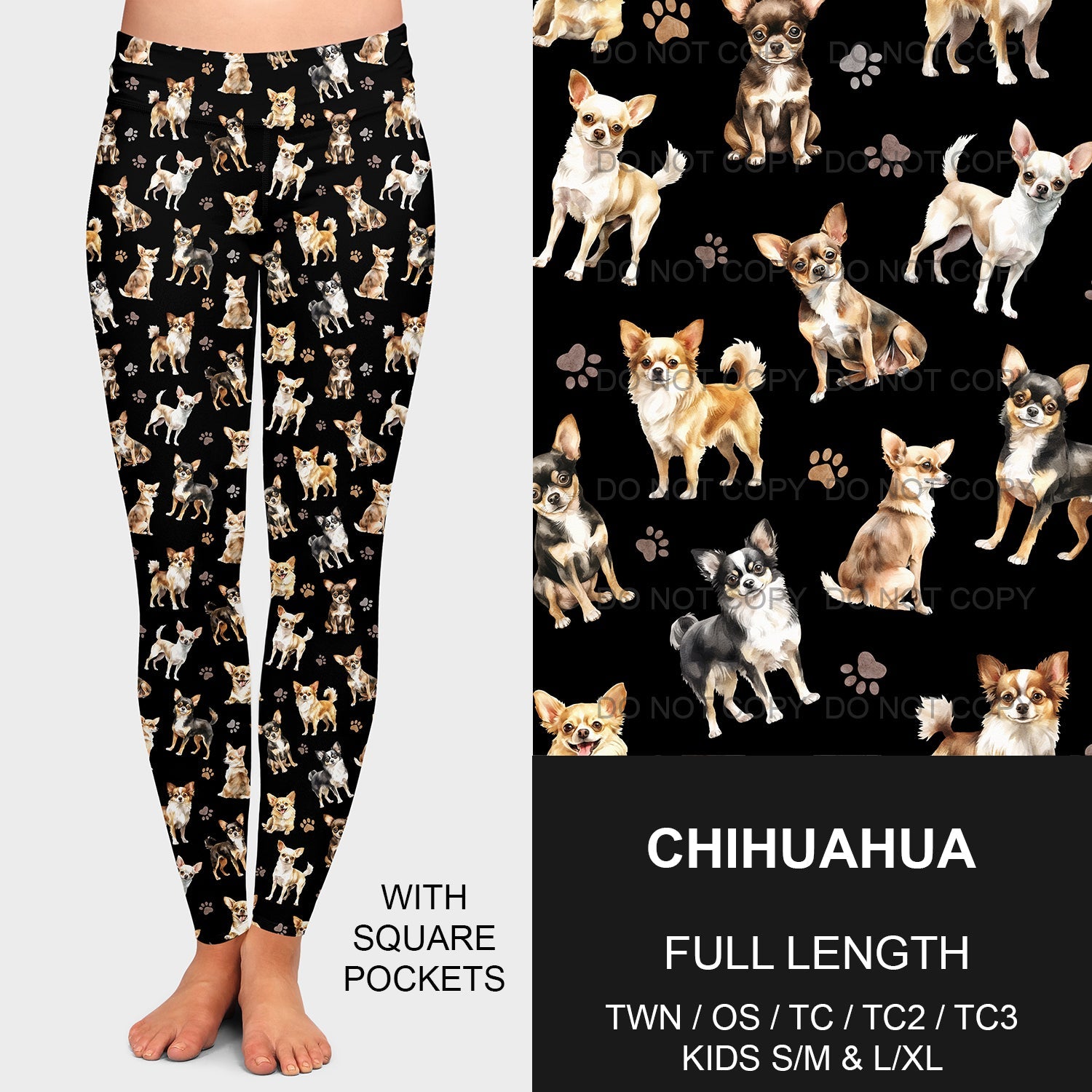 B189 - Preorder  Chihuahua Leggings w/ Pockets (Closes 10/25. ETA late Dec.)