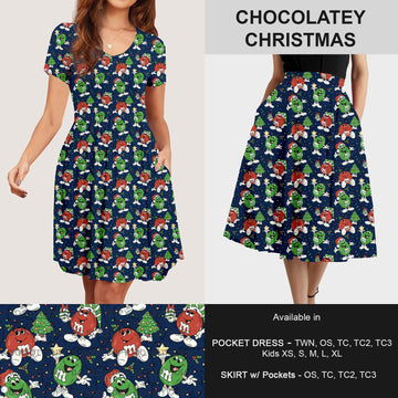 B183 - Preorder Chocolatey Christmas Dress/Skirt with Pockets (Closes 10/02. ETA: early Dec)