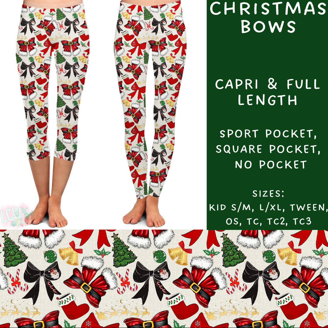 Batch #231 - Tis The Season - Closes 10/31 - ETA early/mid Dec - Christmas Bows Full and Capri Length Leggings