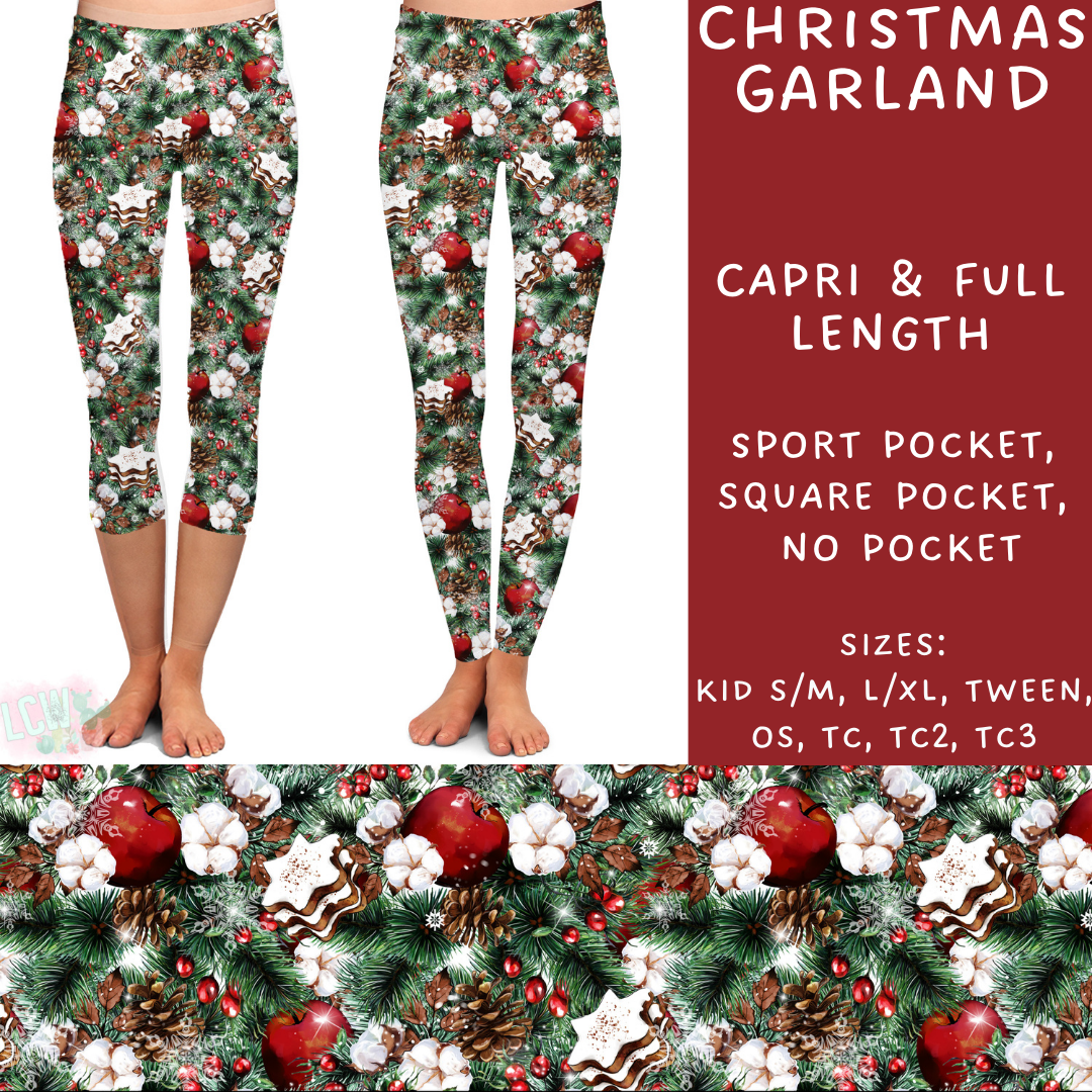 Batch #231 - Tis The Season - Closes 10/31 - ETA early/mid Dec - Christmas Garland Full and Capri Length Leggings