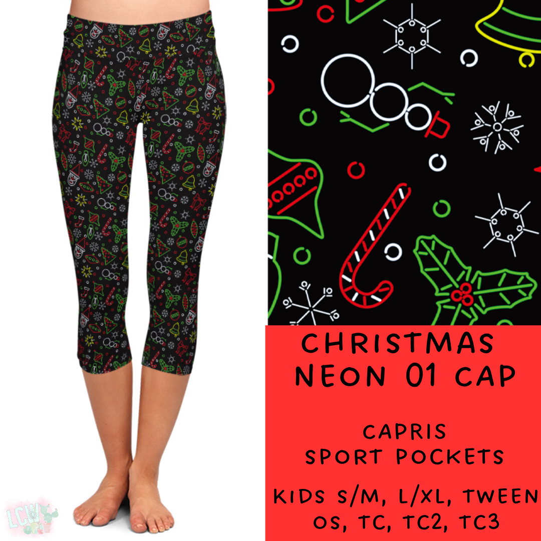 Batch #225 - Neon Christmas - Closes 10/28 - ETA early Dec - Christmas Neon 01 Full and Capri Length Leggings