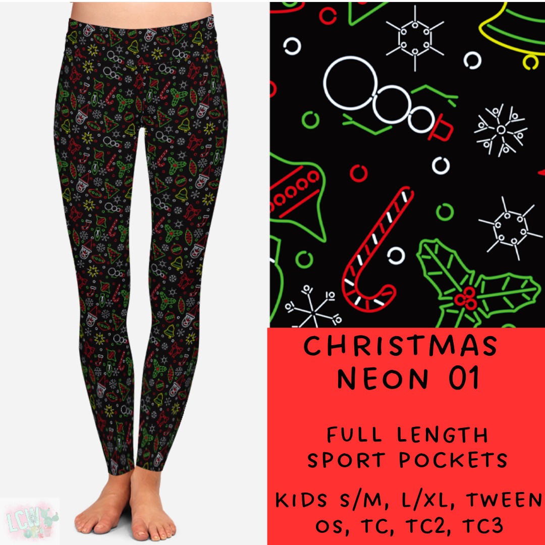 Batch #225 - Neon Christmas - Closes 10/28 - ETA early Dec - Christmas Neon 01 Full and Capri Length Leggings