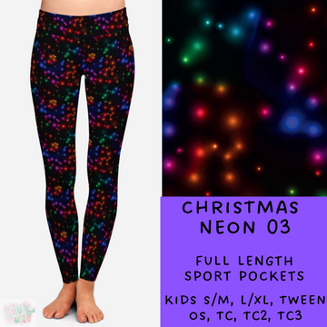 Ready To Ship - Christmas Neon 03 Leggings - TC2 No Pockets