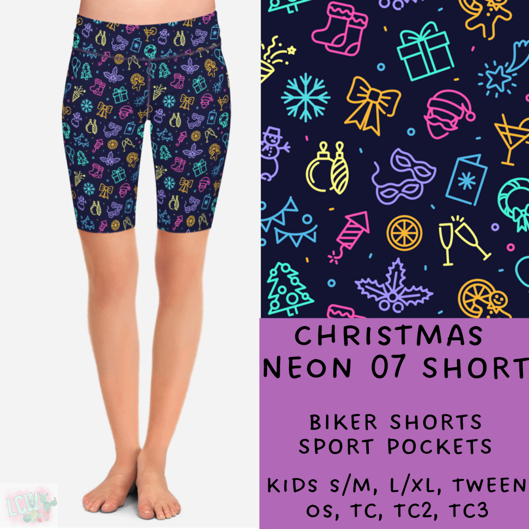 Batch #225 - Neon Christmas - Closes 10/28 - ETA early Dec - Christmas Neon 07 Biker & Jogger Shorts