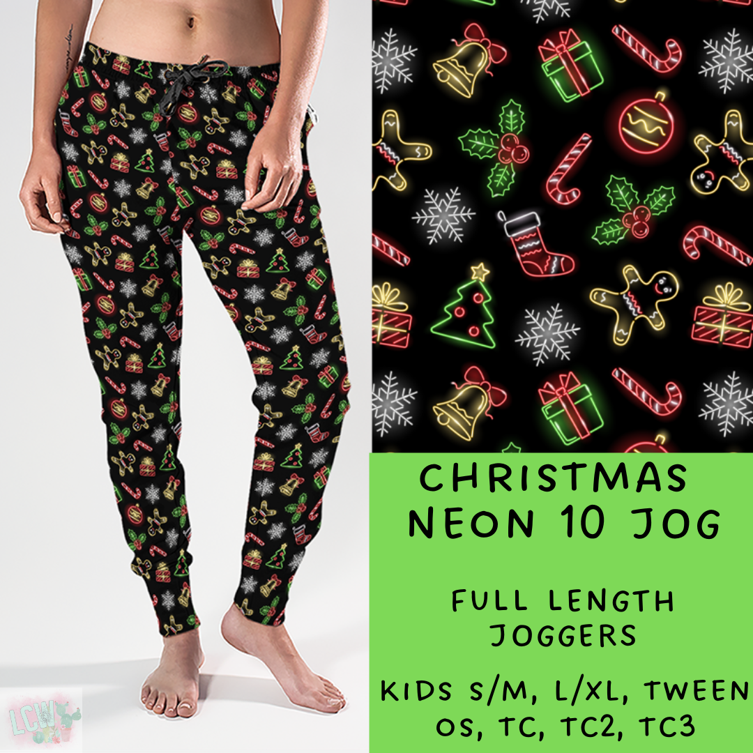 Batch #225 - Neon Christmas - Closes 10/28 - ETA early Dec - Christmas Neon 10 Full and Capri Length Joggers