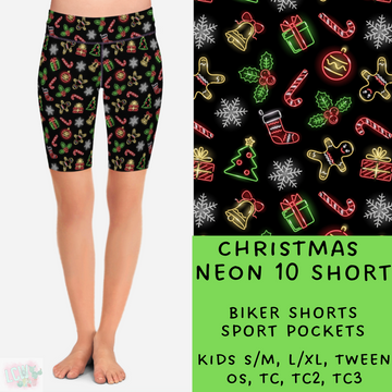 Batch #225 - Neon Christmas - Closes 10/28 - ETA early Dec - Christmas Neon 10 Biker & Jogger Shorts