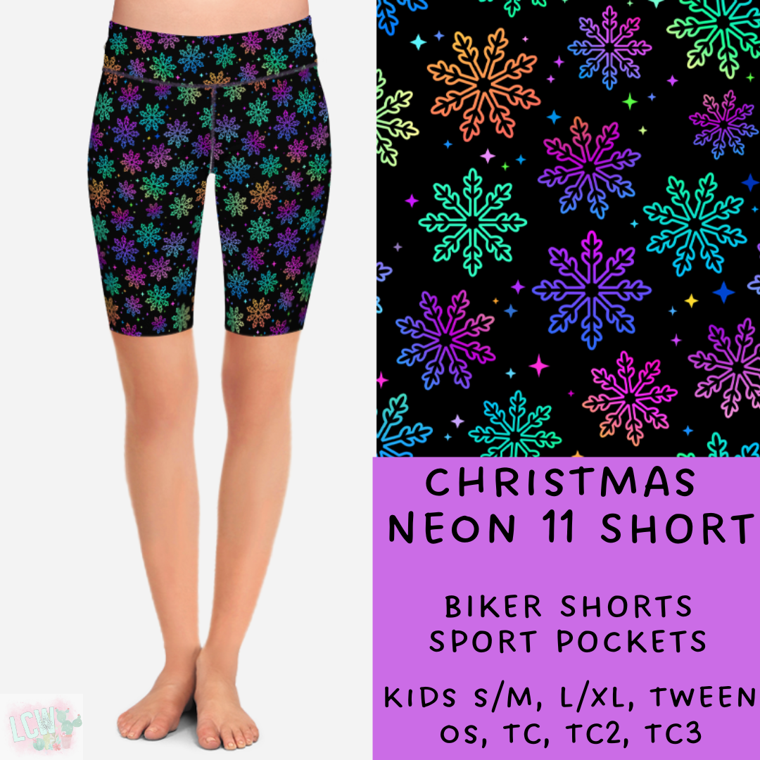 Batch #225 - Neon Christmas - Closes 10/28 - ETA early Dec - Christmas Neon 11 Biker & Jogger Shorts