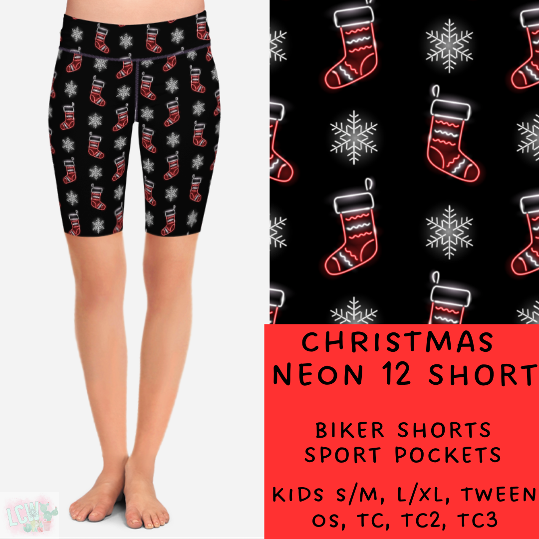 Batch #225 - Neon Christmas - Closes 10/28 - ETA early Dec - Christmas Neon 12 Biker & Jogger Shorts