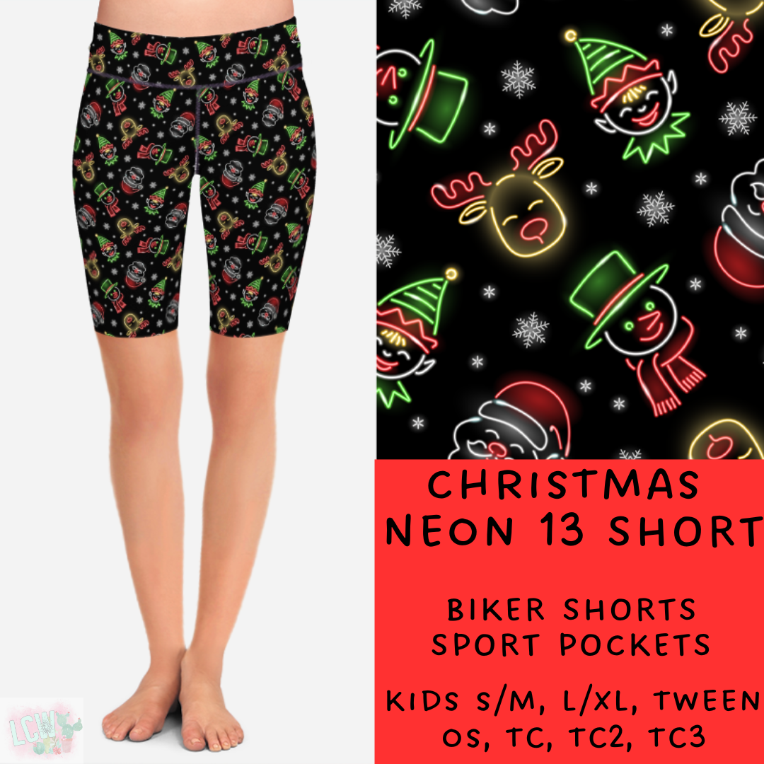 Batch #225 - Neon Christmas - Closes 10/28 - ETA early Dec - Christmas Neon 13 Biker & Jogger Shorts