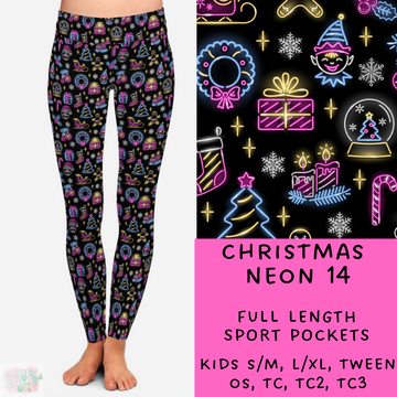 Batch #225 - Neon Christmas - Closes 10/28 - ETA early Dec - Christmas Neon 14 Full and Capri Length Leggings