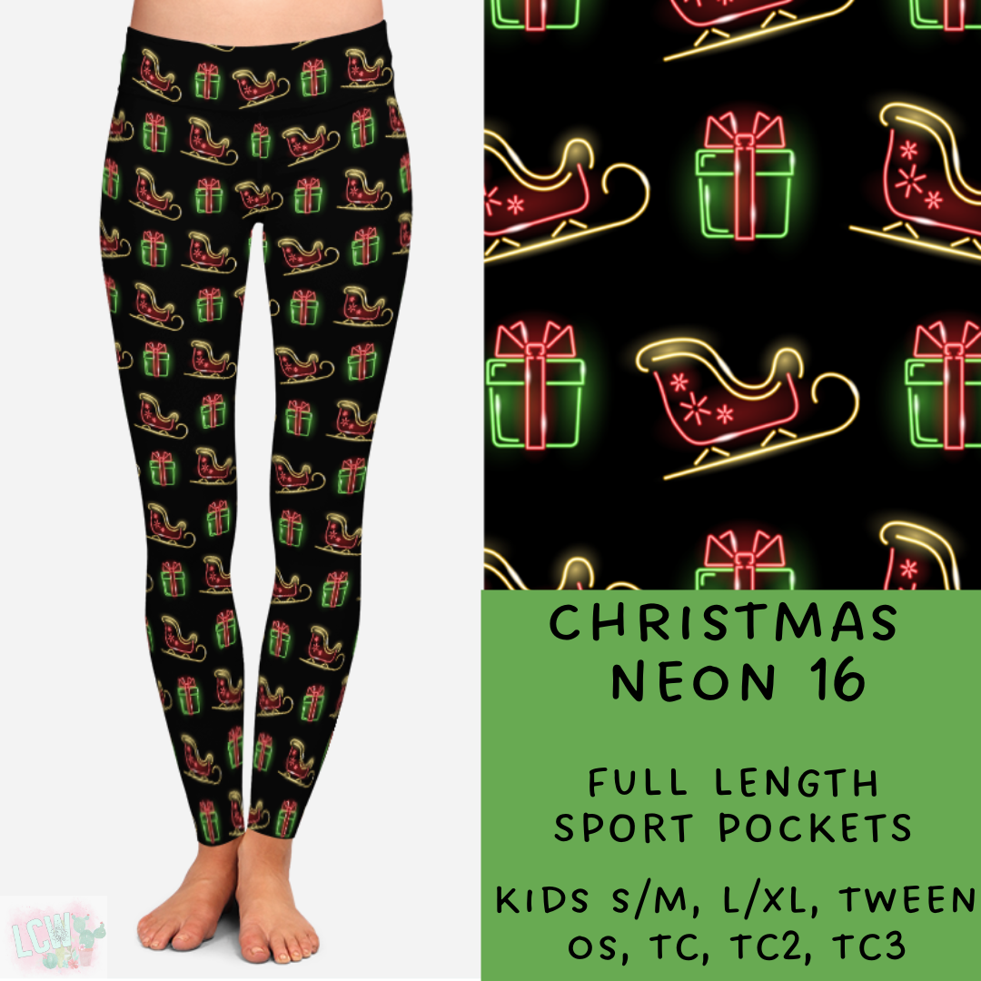 Batch #225 - Neon Christmas - Closes 10/28 - ETA early Dec - Christmas Neon 16 Full and Capri Length Leggings