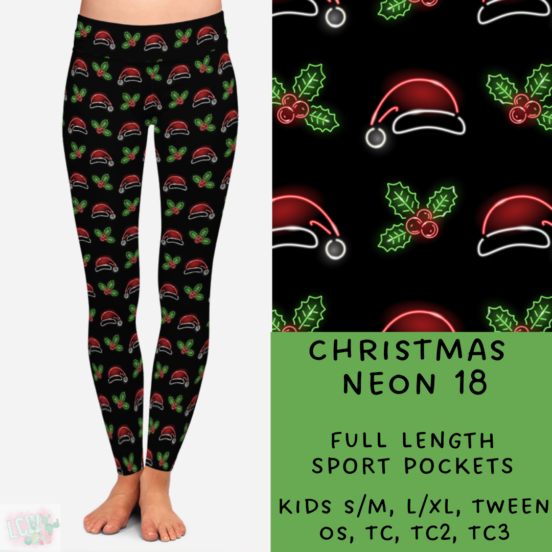 Batch #225 - Neon Christmas - Closes 10/28 - ETA early Dec - Christmas Neon 18 Full and Capri Length Leggings