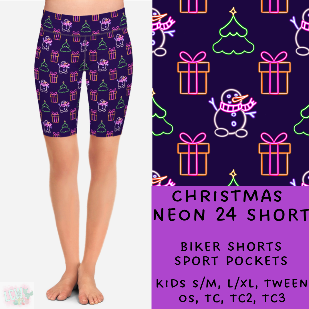 Batch #225 - Neon Christmas - Closes 10/28 - ETA early Dec - Christmas Neon 24 Biker & Jogger Shorts