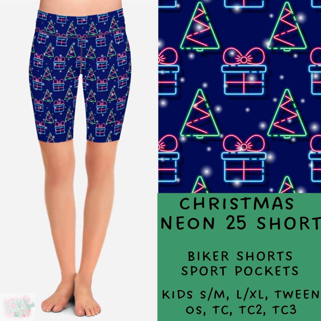 Batch #225 - Neon Christmas - Closes 10/28 - ETA early Dec - Christmas Neon 25 Biker & Jogger Shorts