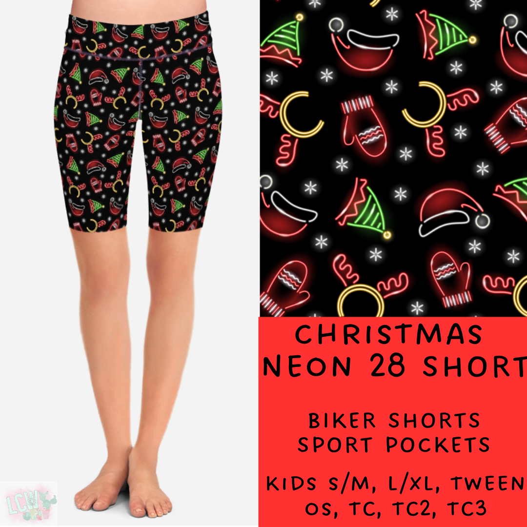 Batch #225 - Neon Christmas - Closes 10/28 - ETA early Dec - Christmas Neon 28 Biker & Jogger Shorts