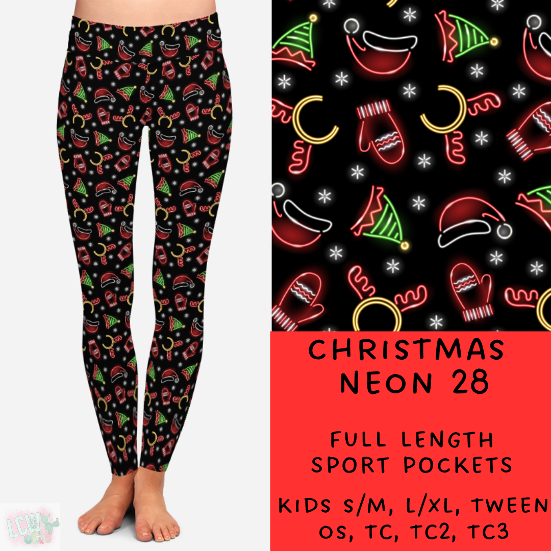 Batch #225 - Neon Christmas - Closes 10/28 - ETA early Dec - Christmas Neon 28 Full and Capri Length Leggings