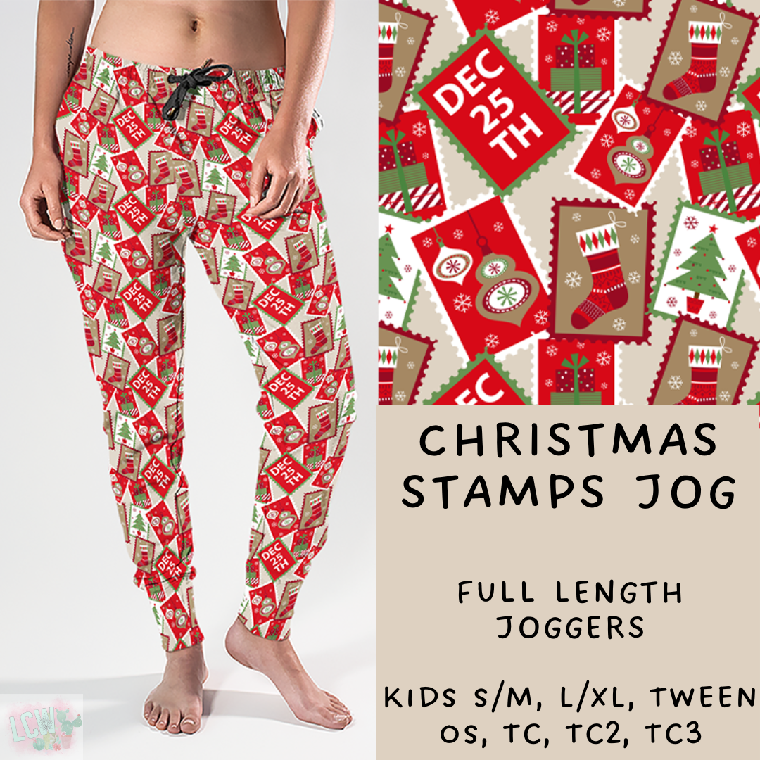 Batch #222 - Comfy Christmas - Closes 10/23 - ETA early Dec- Christmas Stamps Full and Capri Length Joggers