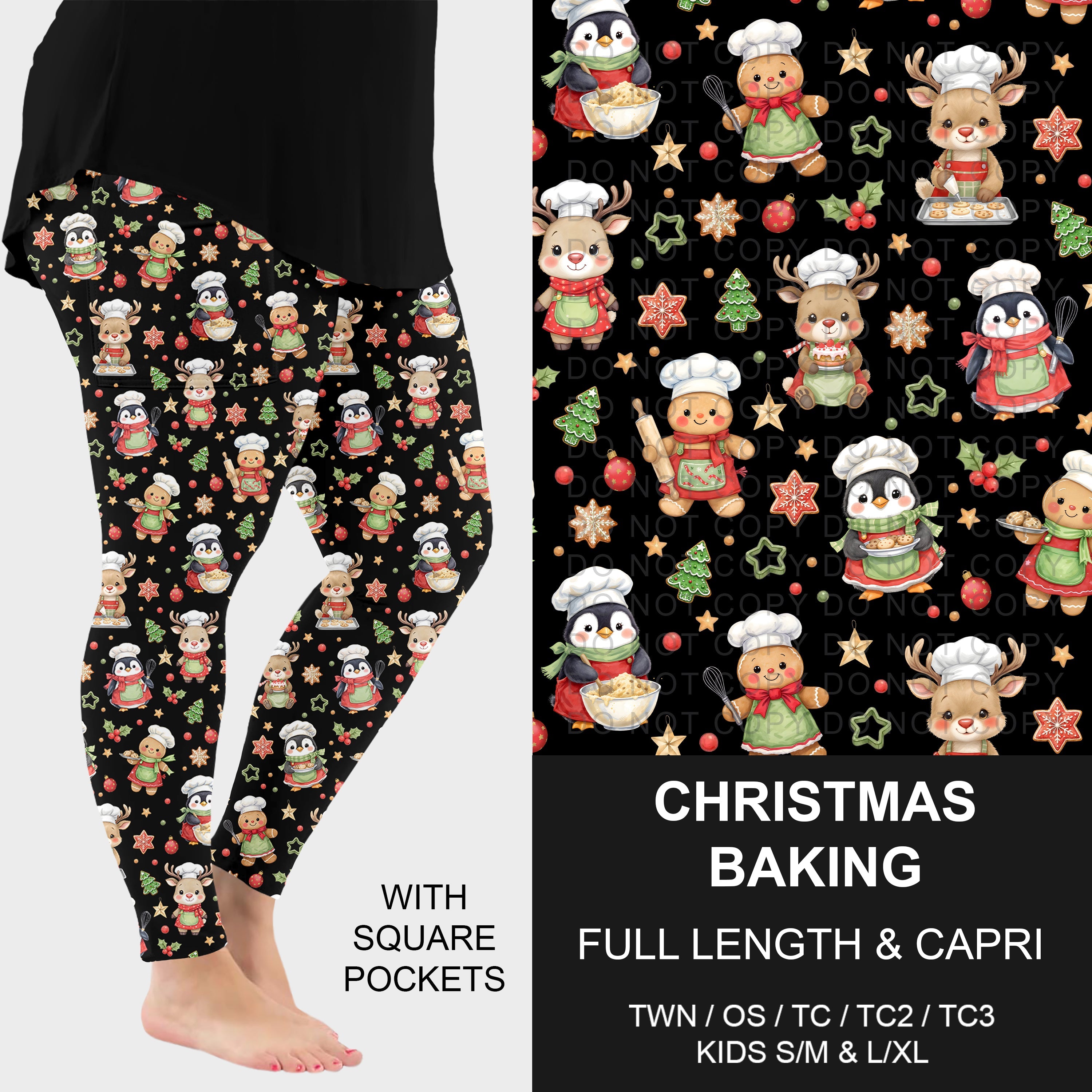 B311 - Preorder Christmas Baking Leggings w/ Pockets (Closes 9/06. ETA: mid Nov.)
