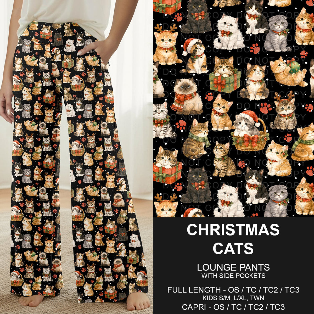 B315 - Preorder Christmas Cats Lounge Pants (Closes 10/04. ETA: early Dec.)