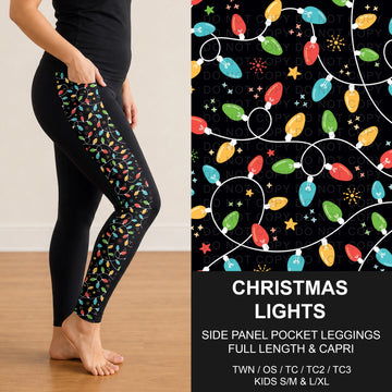 B311 - Preorder Christmas Lights Side Panel Pocket Leggings (Closes 9/06. ETA: mid Nov.)