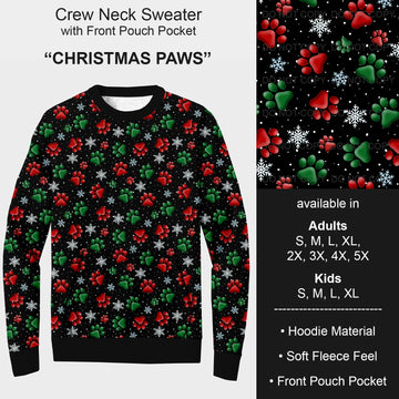 B185 - Preorder Christmas Paws Sweater w/ Front Pocket (Closes 10/01. ETA early Dec.)