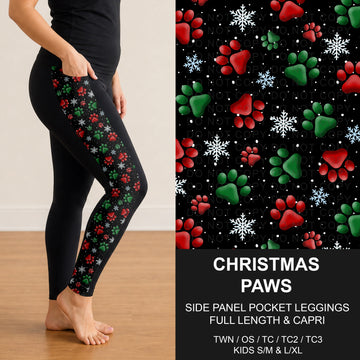 B312 - Preorder Christmas Paws Side Panel Pocket Leggings (Closes 9/13. ETA: mid Nov.)