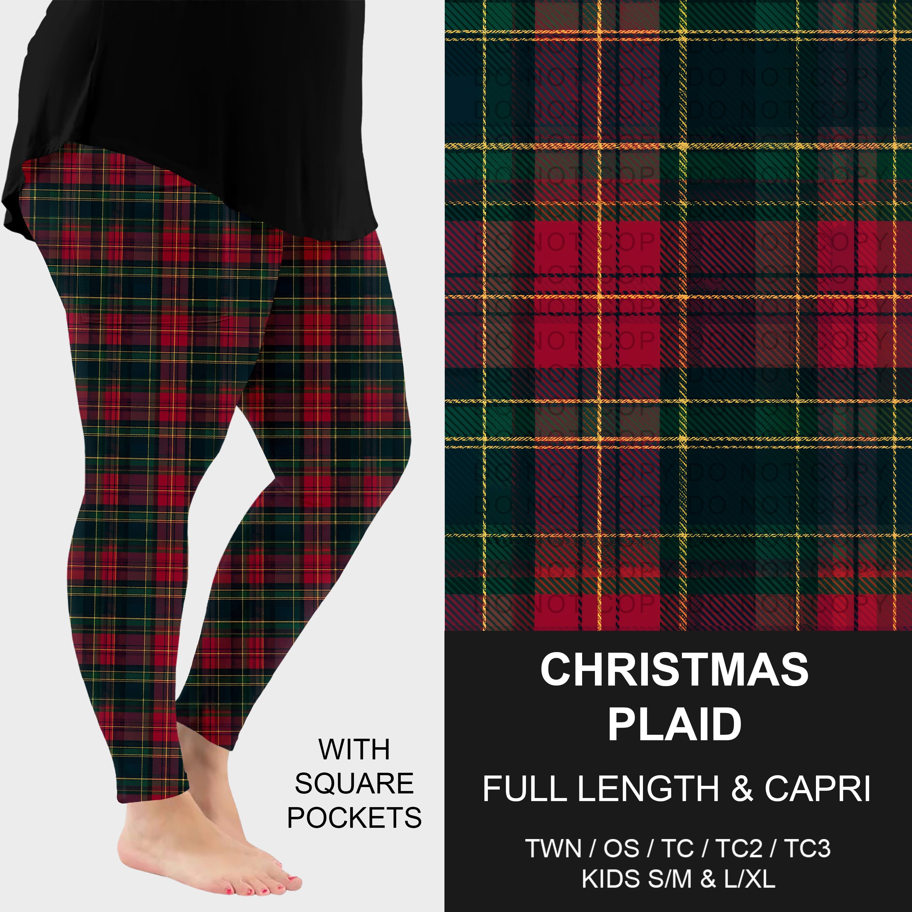 B303 - Preorder Christmas Plaid Leggings w/ Pockets (Closes 7/26. ETA: early Oct.)