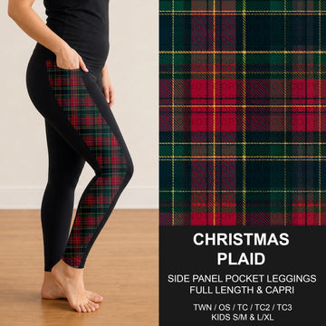 B303 - Preorder Christmas Plaid Side Panel Pocket Leggings (Closes 7/26. ETA: early Oct.)