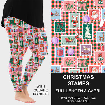 B315 - Preorder Christmas Stamps Leggings w/ Pockets (Closes 10/04. ETA: early Dec.)