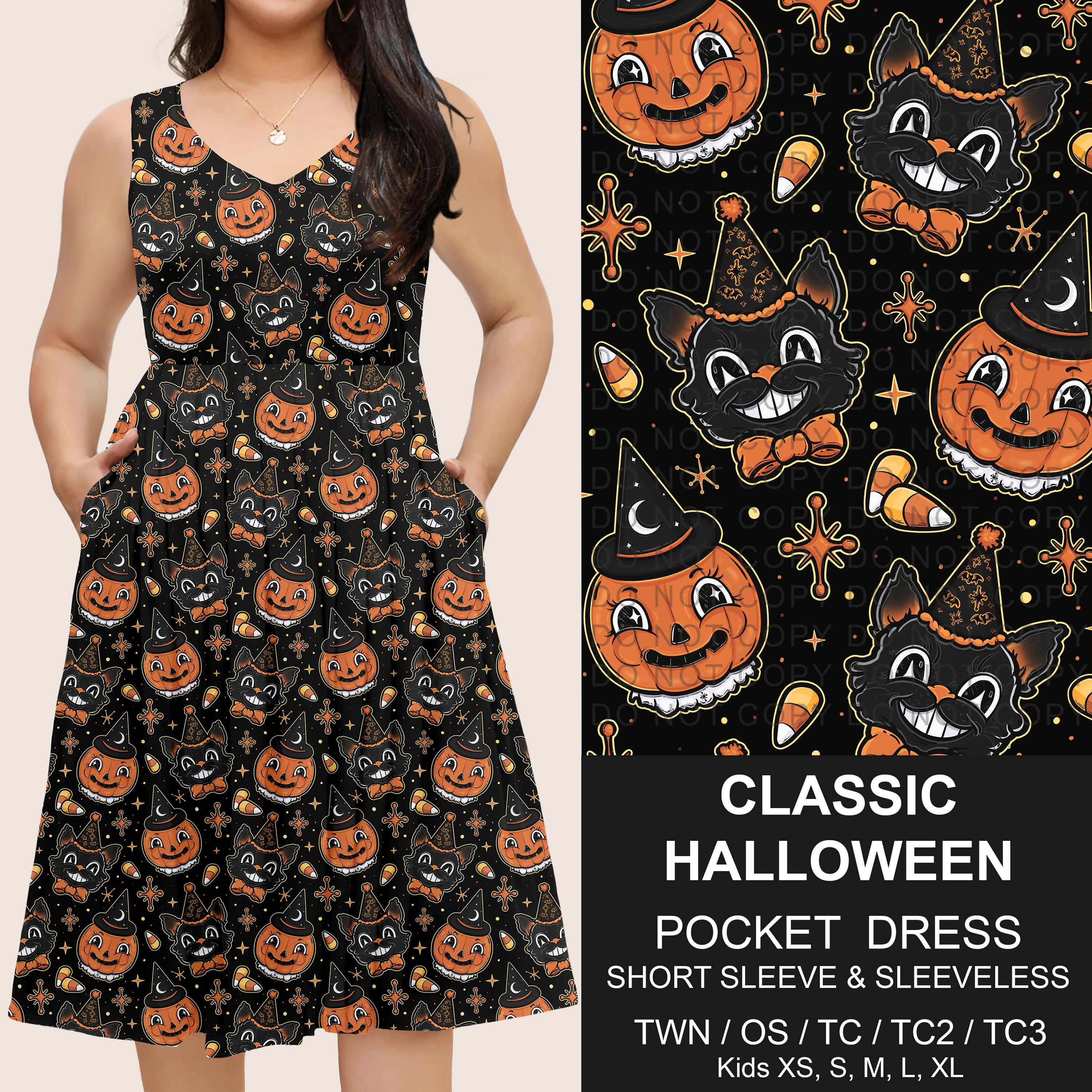 B302 - Preorder Classic Halloween Pocket Dress (Closes 7/24. ETA: early Oct)