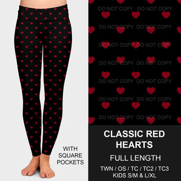 B196 - Preorder Classic Red Hearts Leggings w/ Pockets (Closes 11/24. ETA late Jan.)