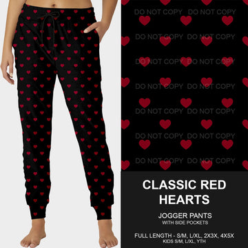 B196 - Preorder Classic Red Hearts Joggers (Closes 11/24. ETA late Jan.)