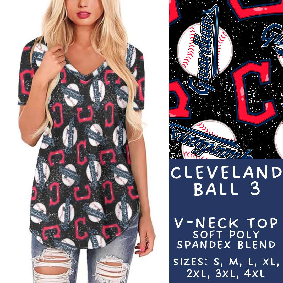 Batch #343 - Home Run Collection - Closes 5/22 - ETA mid July - Cleveland Ball 3 V-Neck Tee