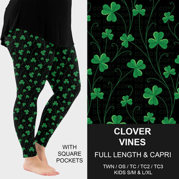 B268 - Preorder Clover Vines Leggings w/ Pockets (Closes 12/28. ETA: mid Feb.)