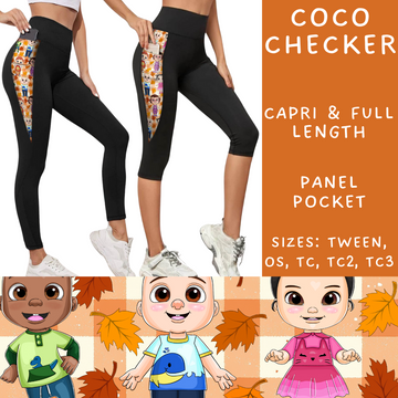 Batch #214 - Character Fall Sets - Closes 10/9 - ETA mid Nov - Coco Checker Panel Pocket Full and Capri Length Leggings