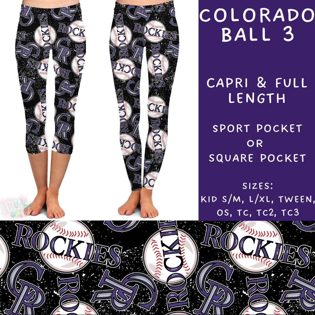 Batch #343 - Home Run Collection - Closes 5/22 - ETA mid July - Colorado Ball 3 Full and Capri Length Leggings