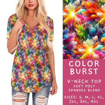 Batch #249 - October Request Run - Closes 12/6 - ETA late Jan - Color Burst V-Neck Tee