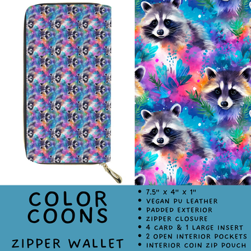 Batch #460 - Zip It Collection - Closes 12/5 - ETA late Jan - Color Coons Zipper Wallet