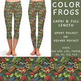 Ready To Ship - Color Frogs Full & Capri Leggings - TC2 Square Pocket