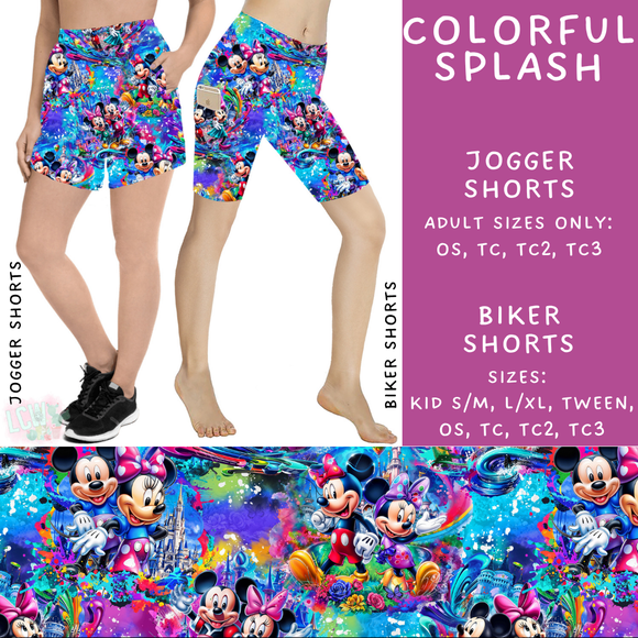 Ready to Ship - Colorful Splash Biker Shorts - OS