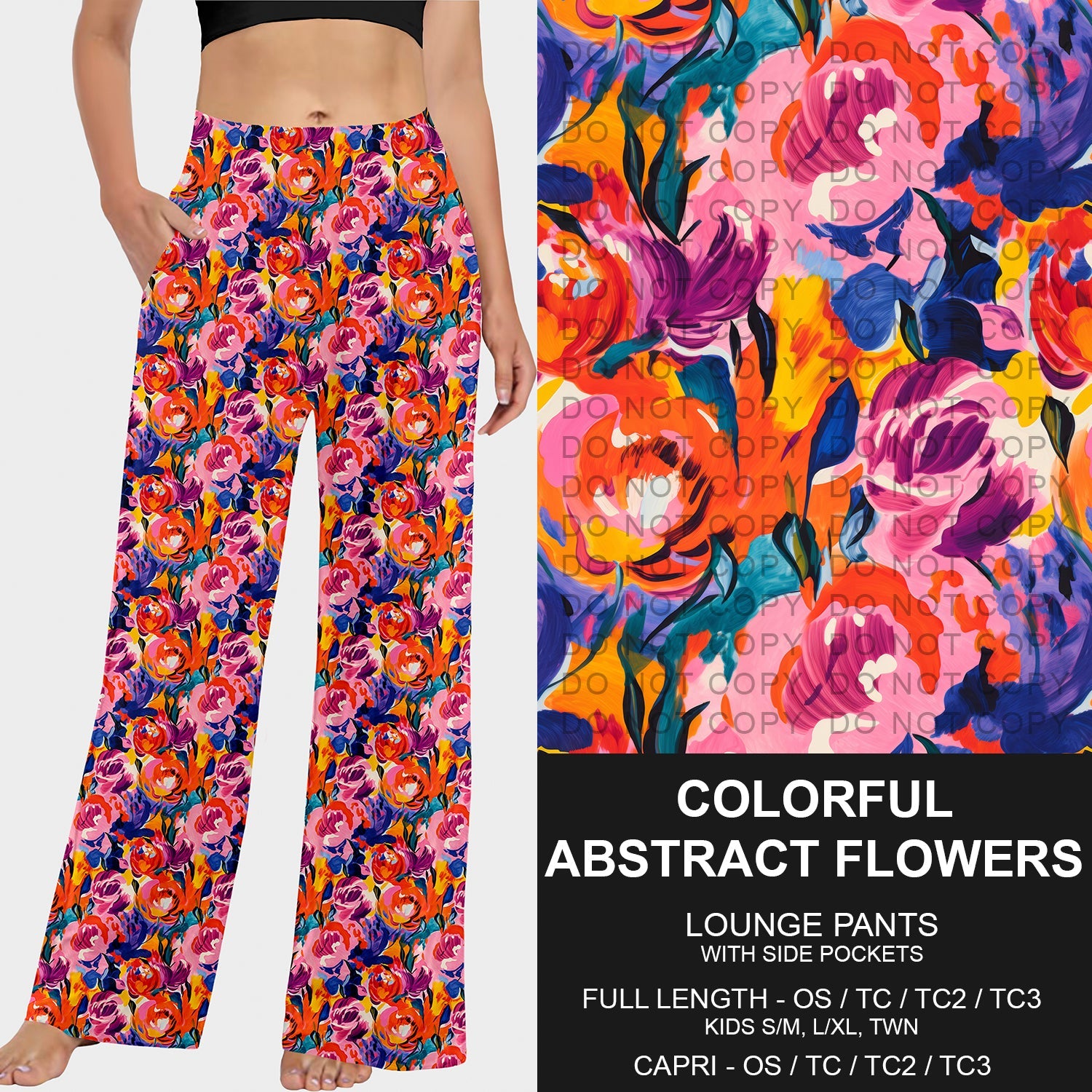 B228 - Preorder Colorful Abstract Flowers Lounge Pants (Closes 5/11. ETA: late July)