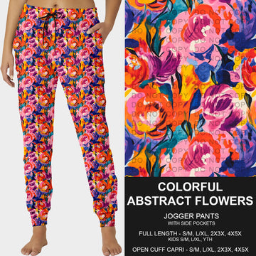 B228- Preorder Colorful Abstract Flowers Joggers (Closes 5/11. ETA: late July)