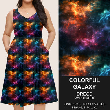 B217 - Preorder Colorful Galaxy Sleeveless Pocket Dress (Closes 3/12. ETA: late May)