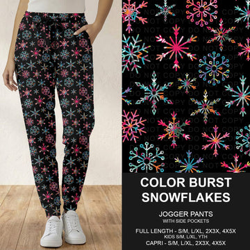 B303 - Preorder Color Burst Snowflakes Joggers (Closes 7/26. ETA: early Oct.)