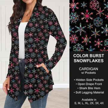 B303 - Preorder Color Burst Snowflakes Cardigan w/ Pockets (Closes 7/26. ETA: early Oct.)