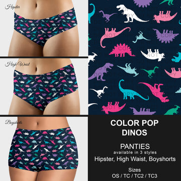 B306 - Preorder Color Pop Dinos Panties (Closes 8/07. ETA mid October)