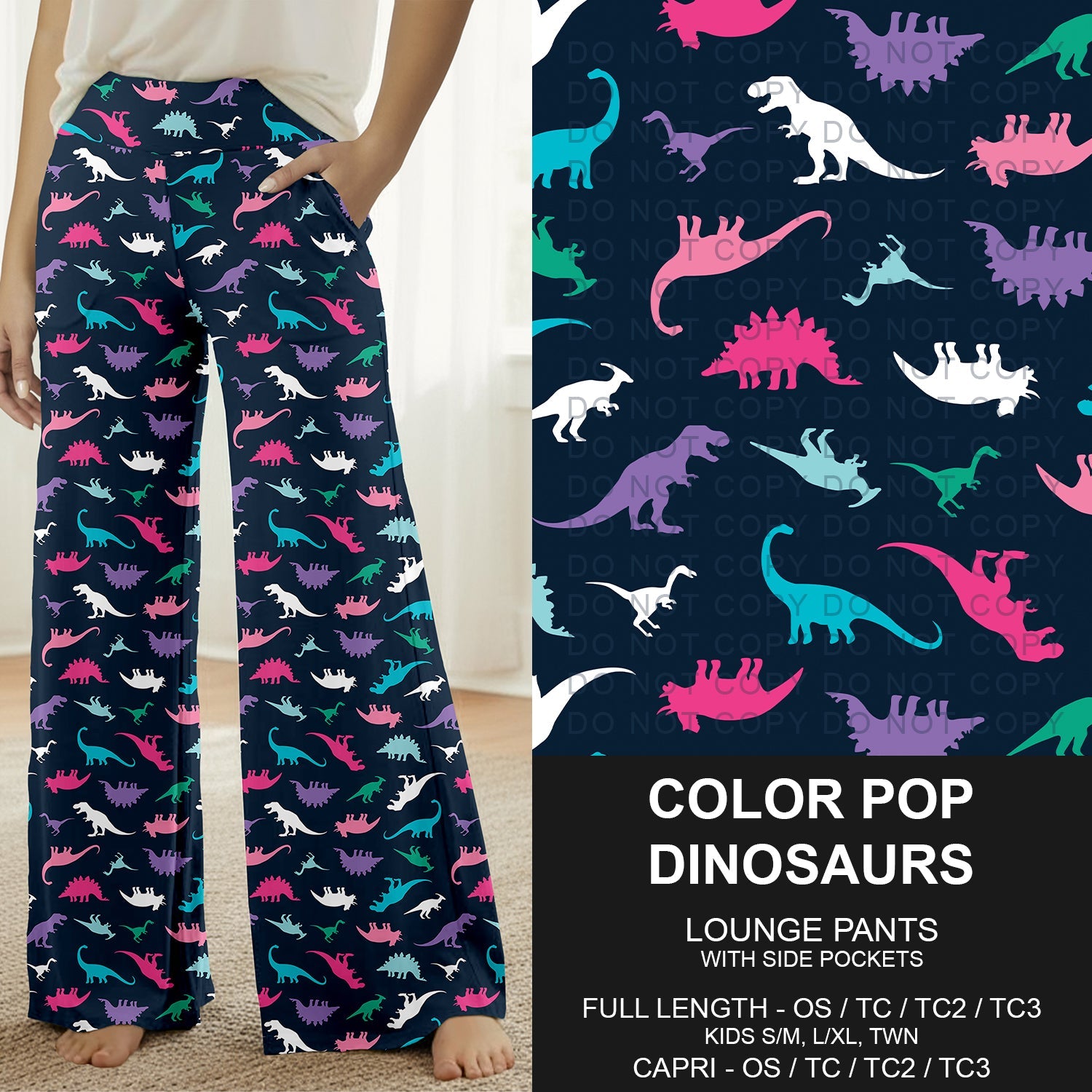 B294 - Preorder Color Pop Dinosaurs Lounge Pants (Closes 6/07. ETA: early Aug.)