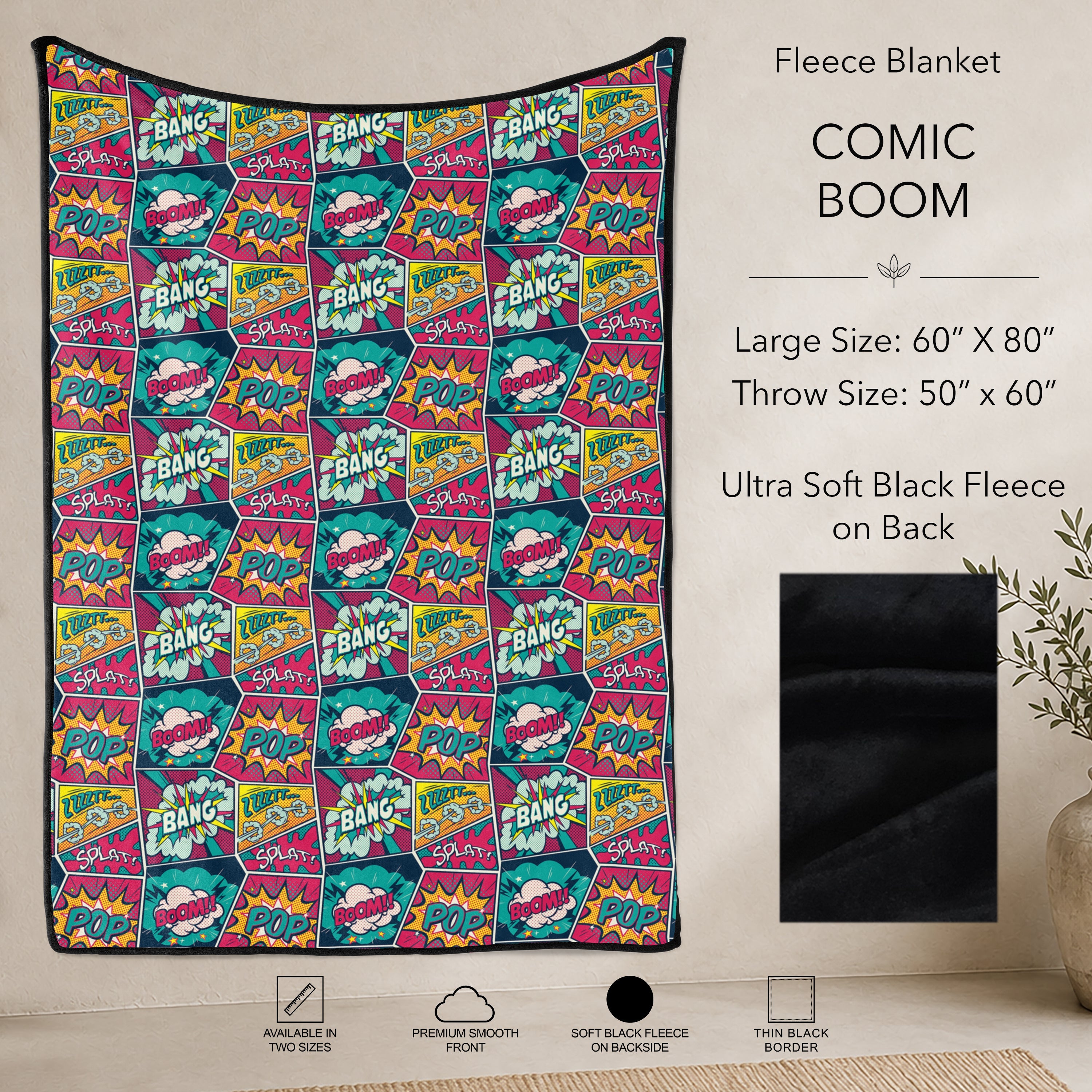 B304 - Pre-Order Comic Boom Fleece Blanket (Closes 7/31. ETA: early Oct)